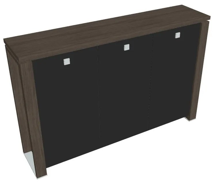Verno+ közepes szekrény 200 x 46 x 130 cm, üvegajtó, antracit tölgy / fekete