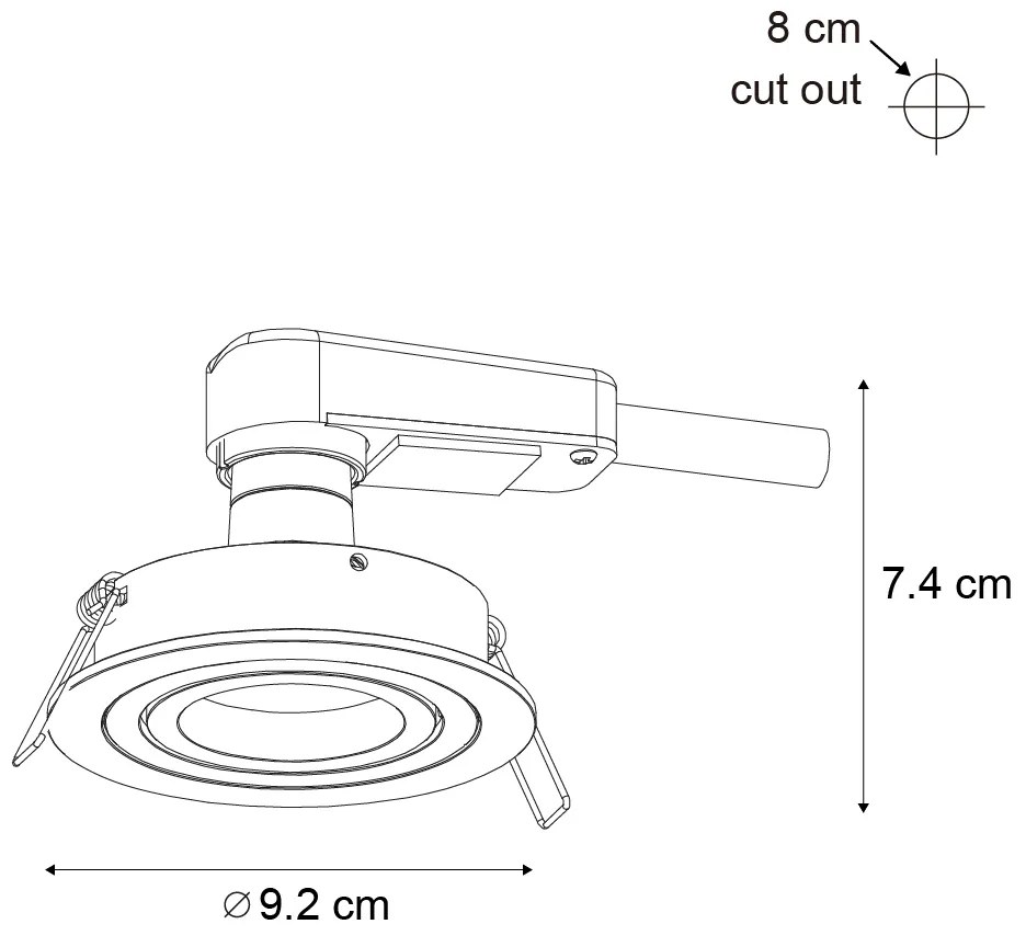 6 darabos modern, ágyúszürke, süllyesztett spotlámpa készlet GU10 50mm-es kerek, dönthető - Rondoo