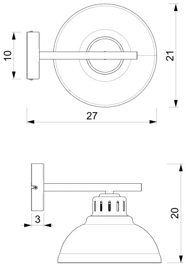 Felületre szerelhető csillár SVEN 1xE27/15W/230V fekete/arany