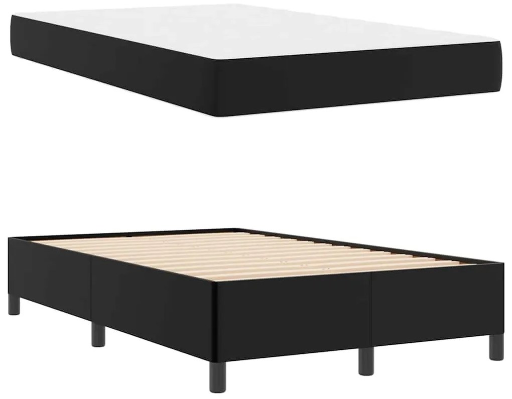Ágykeret matraccal matracmal Fekete 120 x 190 cm Műbőr