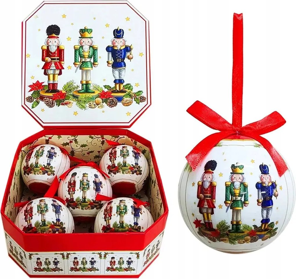 5 Darabos Diótörő Karácsonyfadísz Készlet Dobozban, Ünnepekre, 7,5 cm