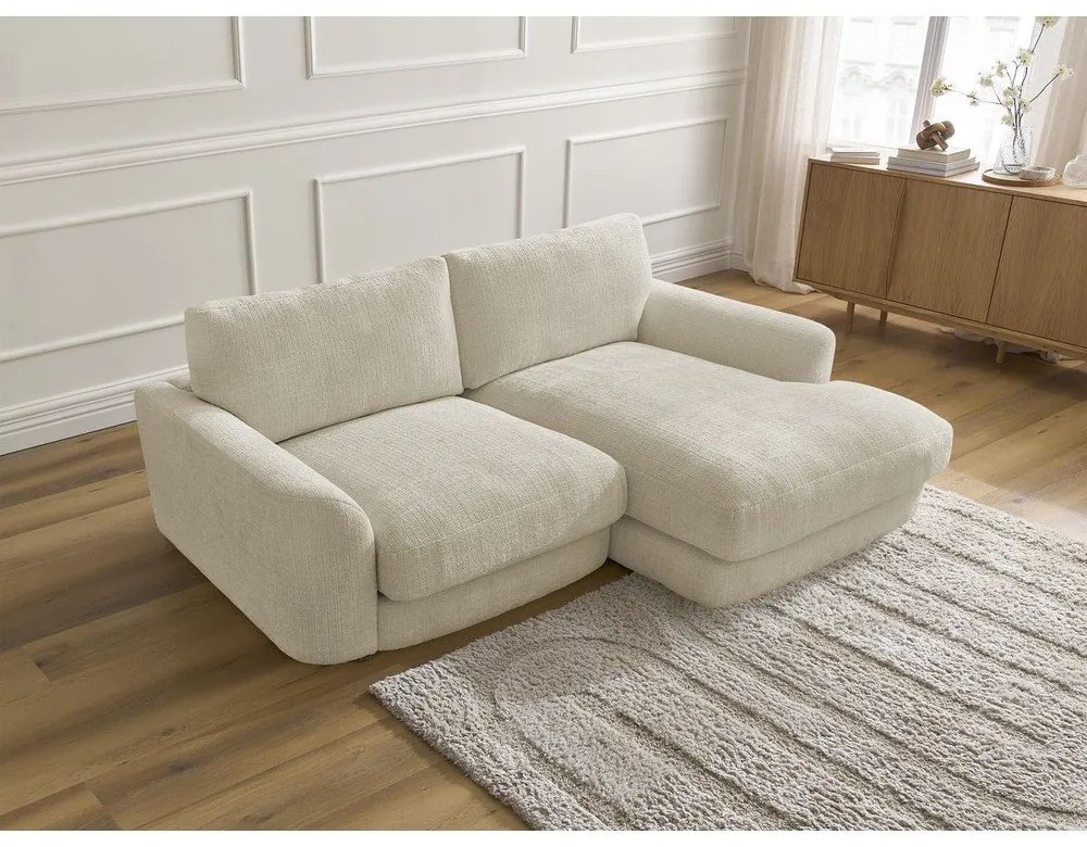 Bézs zsenília sarokkanapé (jobb oldali-heverő résszel) Leonore – Bobochic Paris