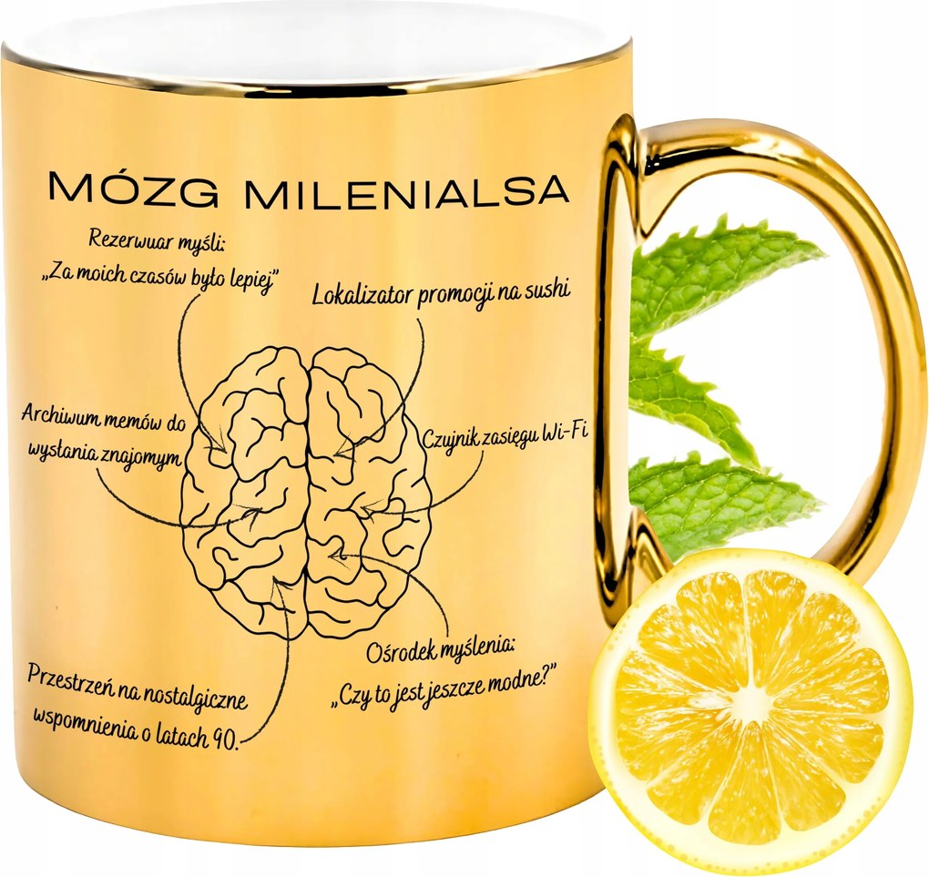 Arany csillogó Millenniumi Agy Bögre Ajándék Nyomtatott Fotóval