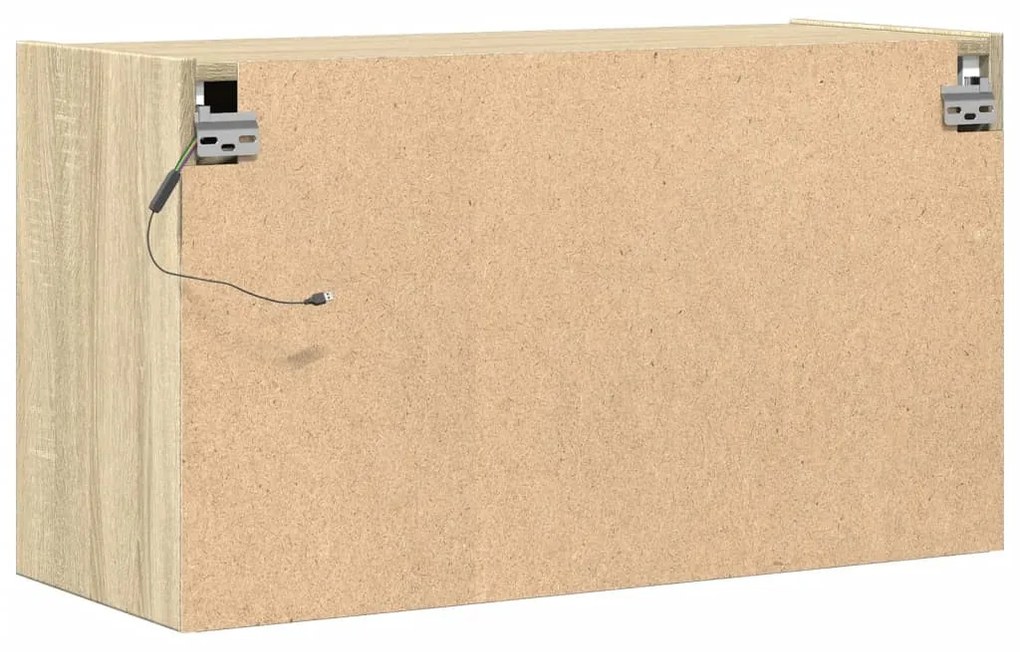 sonoma tölgy színű fali TV-szekrény LED-ekkel 80x31x45 cm