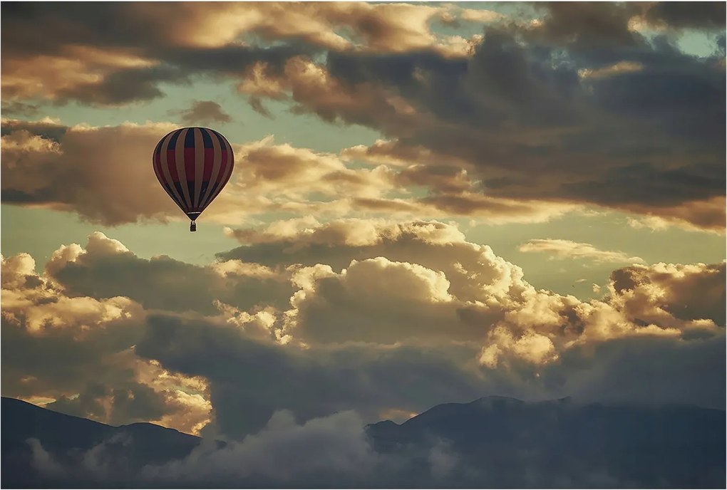 Stílusos Dekoratív Fotótapéta Flizelin Léggömb a felhőkben 104x70 Ragasztó