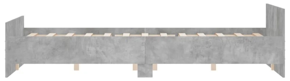 betonszürke ágykeret fej- és lábtámlával 150 x 200 cm