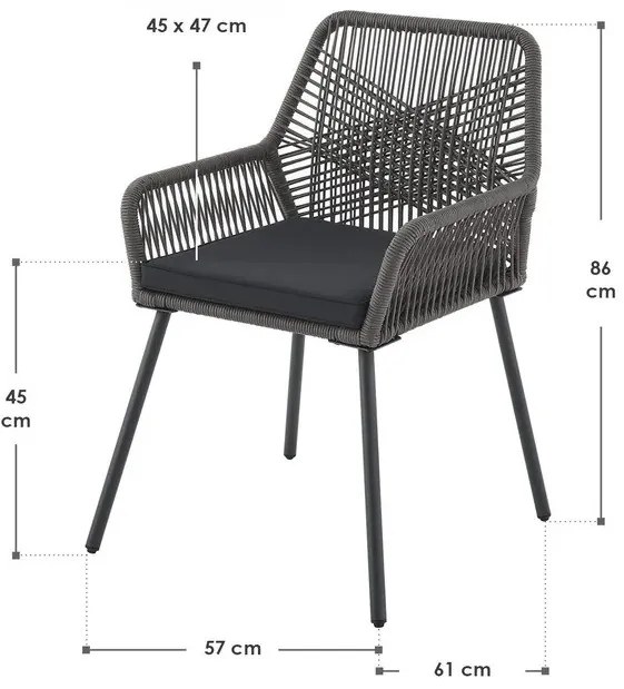 Juskys Kastos fém székek 2 db - szürke