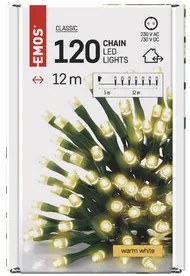 LED karácsonyi fényfüzér, 12 m, kültéri és beltéri, meleg fehér, időzítő