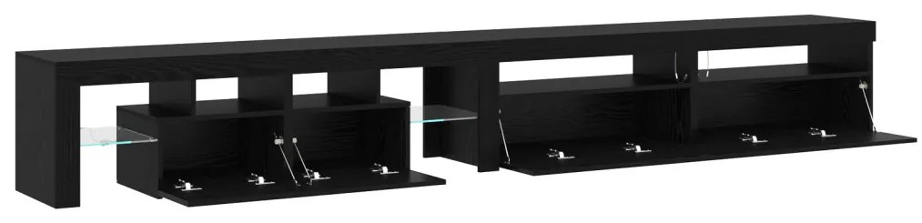 TV szekrények 3 db LED világítással Fekete tölgy Mérnöki fa