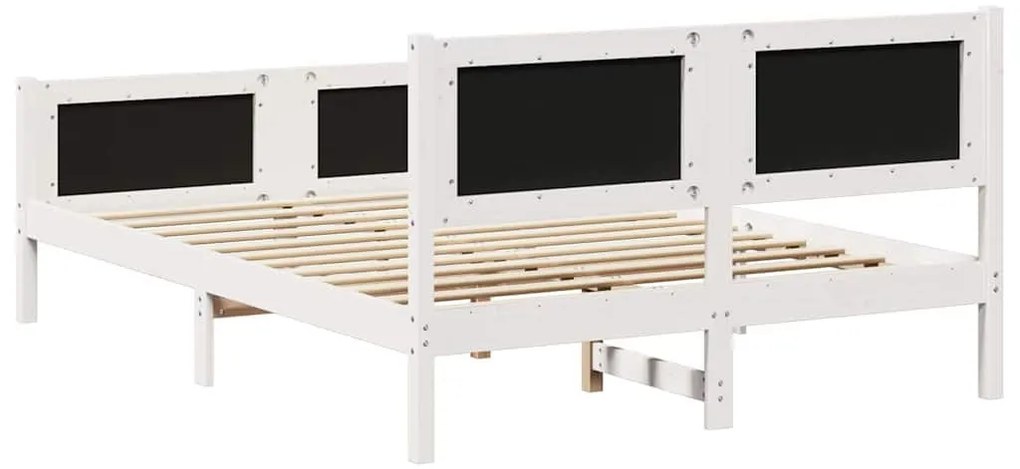 Ágykeret Fehér és világosszürke 140 x 190 cm Tömör fenyőfa