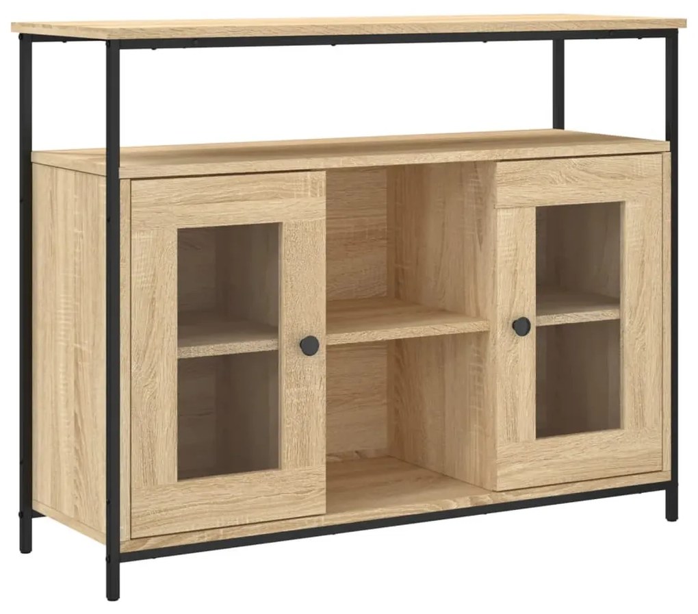 sonoma tölgy színű szerelt fa tálalószekrény 100 x 35 x 80 cm