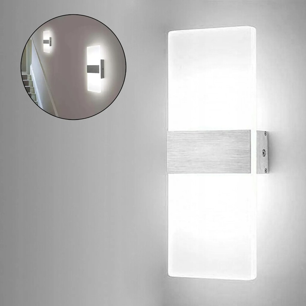 Led fali lámpa beltéri fali lámpa Fel-le Fehér Fény 12W 6000K