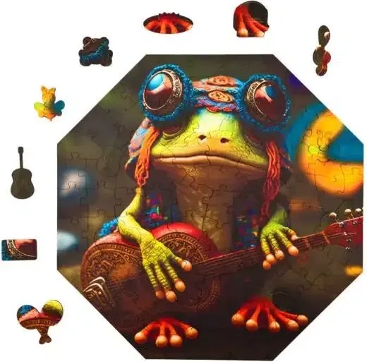Muzsikus béka fa puzzle