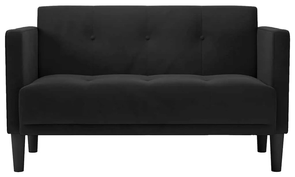 fekete bársony loveseat kanapé 111 cm