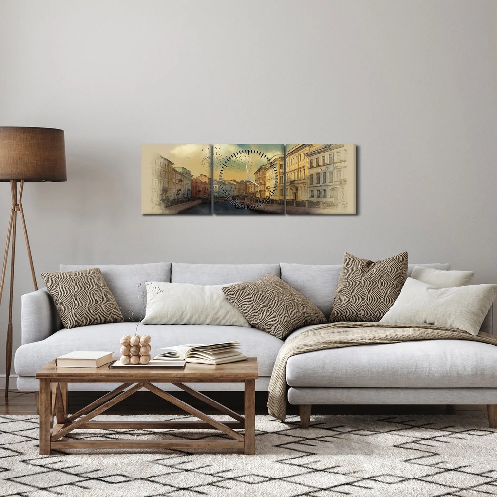 Kép - Moyka, folyó, St. Petersburg, Oroszország (órával) (90x30 cm)