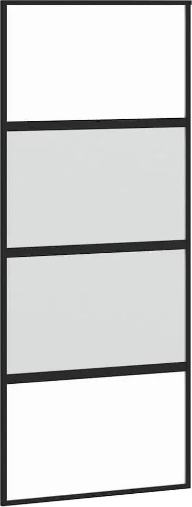 vidaXL fekete edzett üveg és alumínium tolóajtó 90 x 205 cm