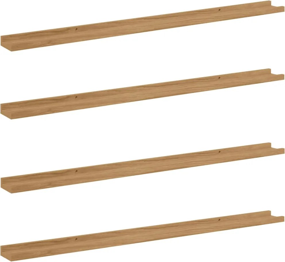 vidaXL Falpolc polcokkal tárolóval 4 pcs Barna 115 x 9 x 3 cm Faanyag