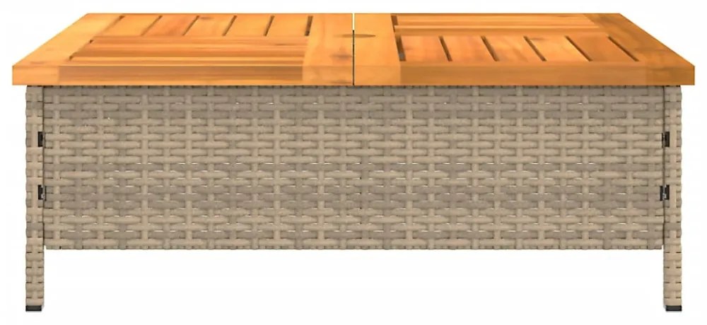 bézs polyrattan és akácfa napernyőtalp-burkolat 70 x 70 x 25 cm