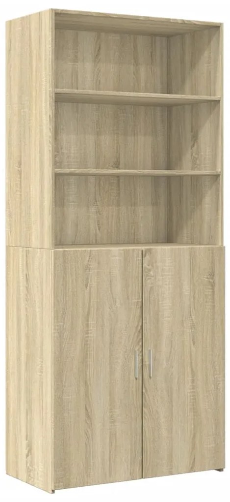 sonoma tölgy színű szerelt fa tárolószekrény 80 x 42,5 x 225 cm