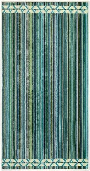 Törölköző 50x90 Peru zöld kék csíkos frottír