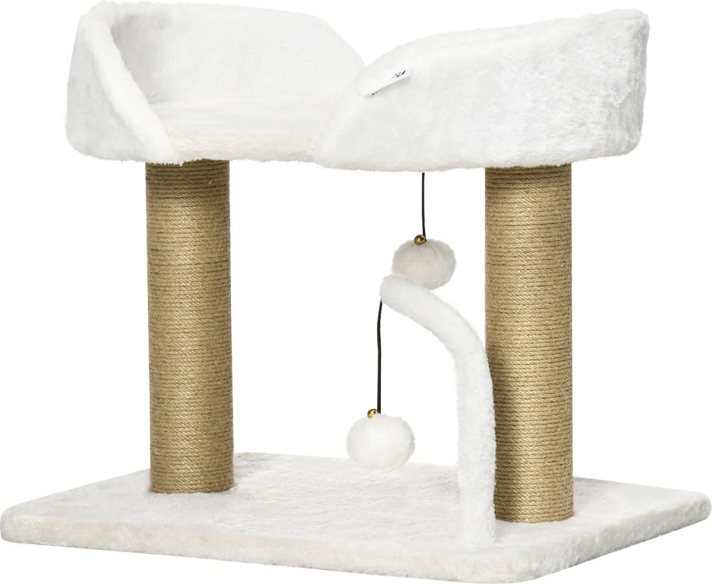 PawHut Macska Kaparófa Kicsi Macskák számára, 42 cm Magas Macska Fa Fészekkel, Függő Labdákkal és Zsinóros PosteKKel, 48x38x42 cm | Aosom