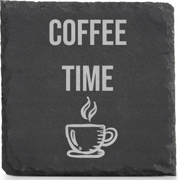 Kő alátét x4 gravírozott bögre Coffee Time Kávé idő