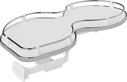 Konyhai fémrács, sarokszekrénybe, balos, Nuvola vesetál, króm-fehér,  900mm, 450mm ajtó szélesség, Sige Infinity Line 371