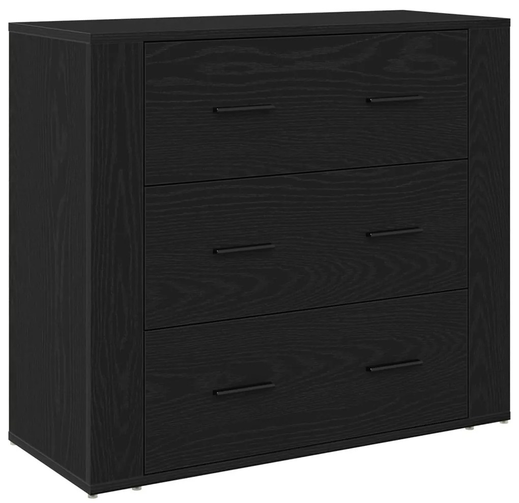 Oldalszekrény Fekete Tölgy 33x80x70 cm Műgyanta