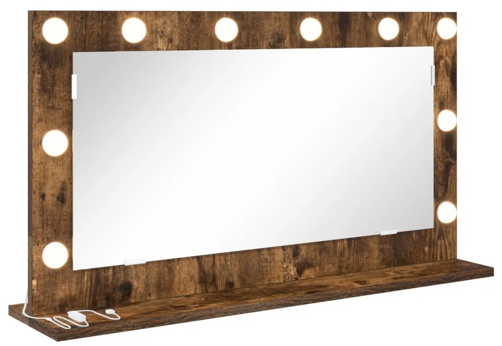pipere tükör Füstölt tölgy, ezüst Fa, üveg 80 x 45 cm Tükör