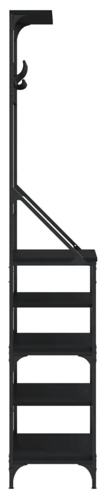 fekete ruhafogas cipőpolccal 70x34x184 cm