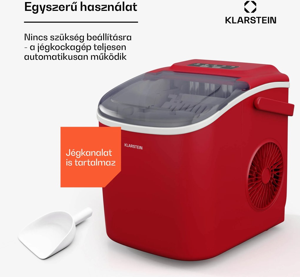 Klarstein Caldwell jégkockakészítő, 12 kg jégkocka/nap, teljesen automatikus, LED kijelző, könnyű tisztítás