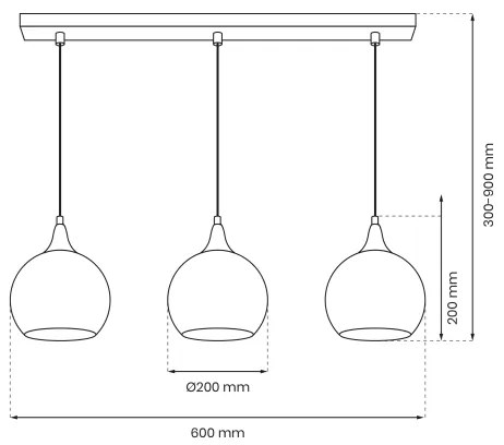 Csillár zsinóron MONTE 3xE27/60W/230V á. 20 cm matt króm