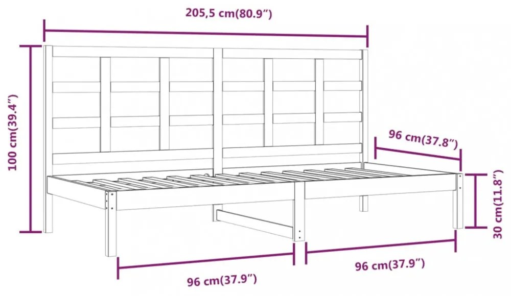fehér tömör fenyőfa kanapéágy matrac nélkül 90 x 200 cm