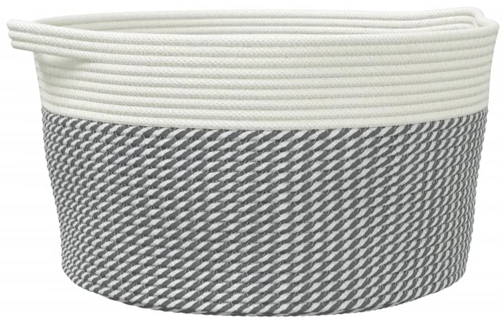 szürke és fehér pamut tárolókosár Ø40 x 25 cm