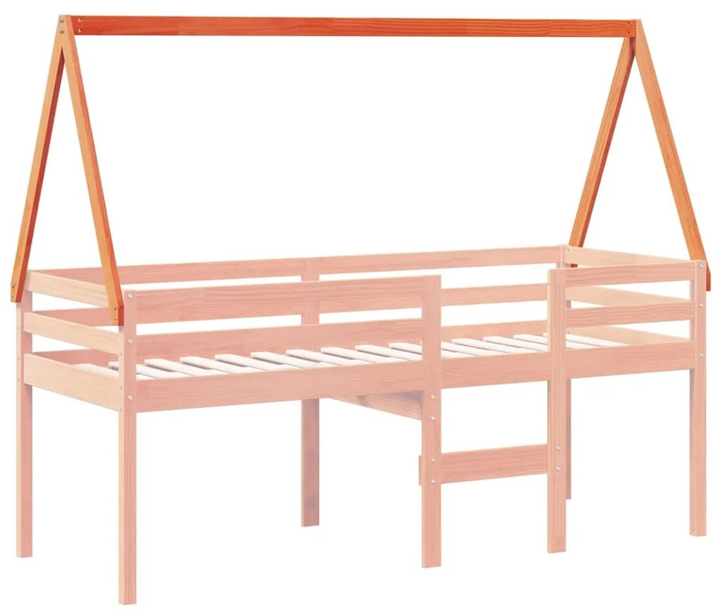 viaszbarna tömör fenyőfa gyerekágytető 199 x 95,5 x 88 cm