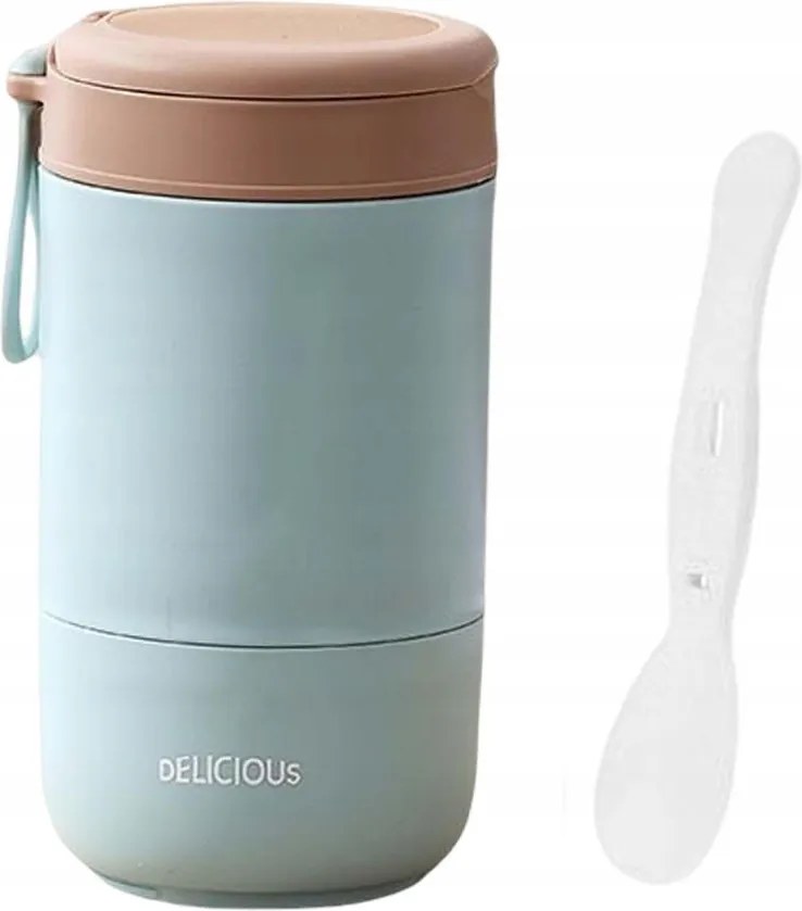 Delicious Szigetelt légmentesen záródó uzsonnás doboz kanállal, 2 szintes