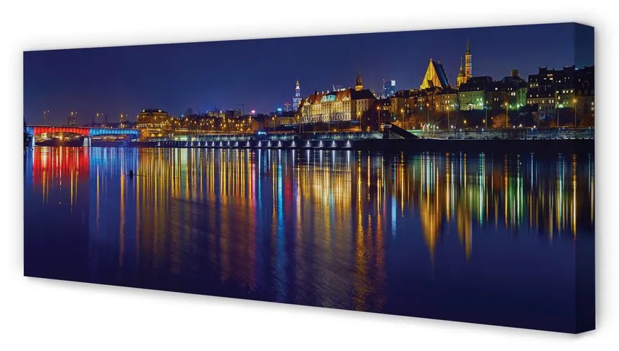 Canvas képek Varsó város éjszaka folyó híd 120x60 cm