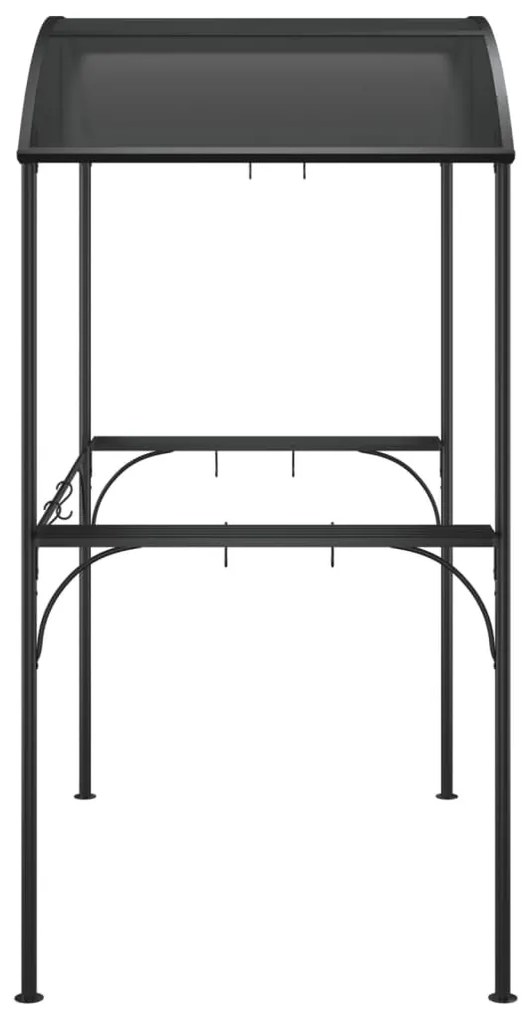 Antracit acél grillező pavilon oldalsó polcokkal 220x115x230 cm