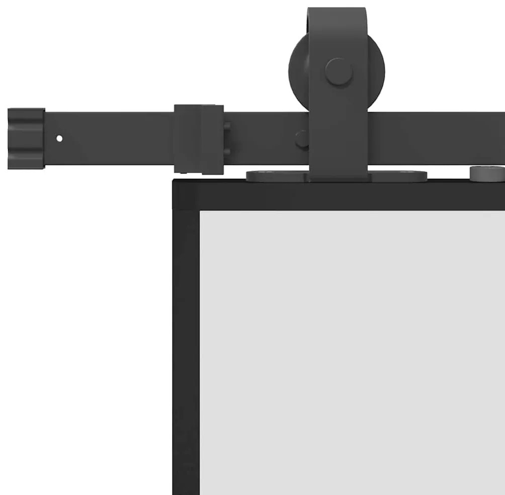 fekete edzett üveg tolóajtó fémszerelék szettel 102,5x205 cm