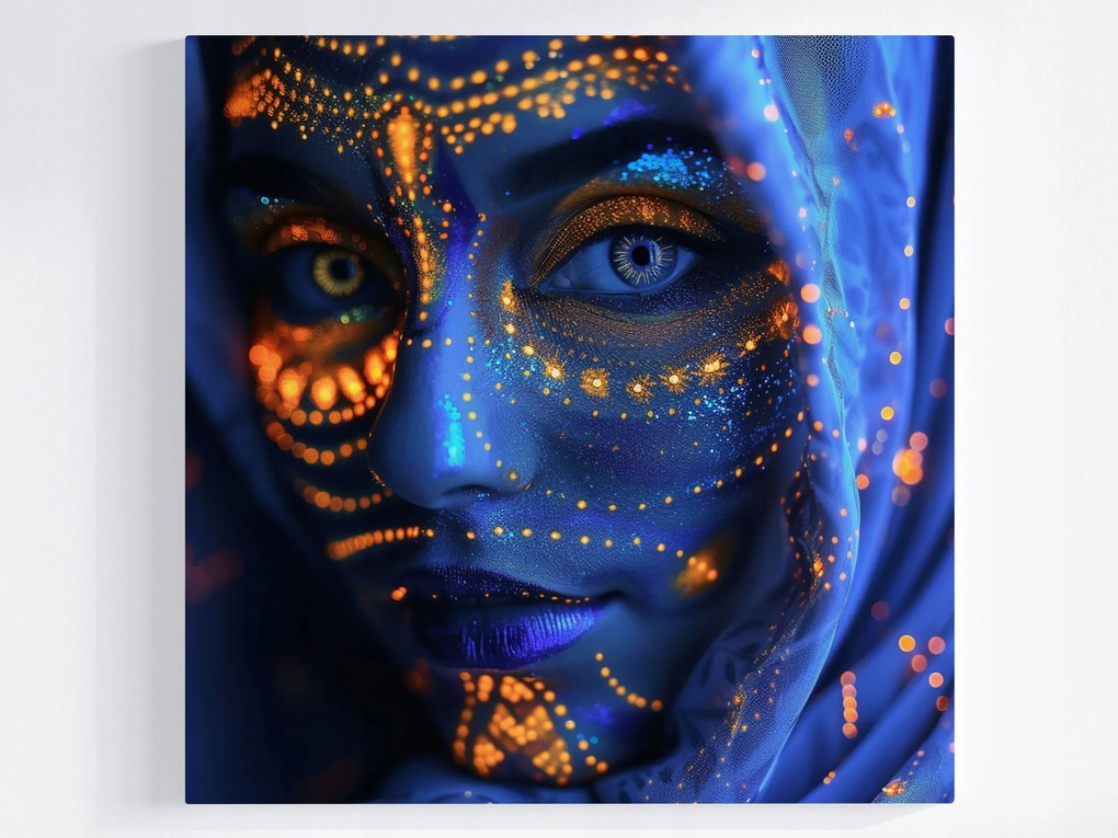 Vászonkép Canvas Portré Nő Arc Neon Uv Body Painting 40x40