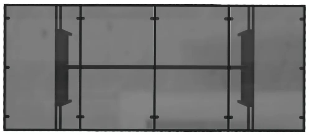 fekete polyrattan üveglapos kerti asztal 190x80x74 cm