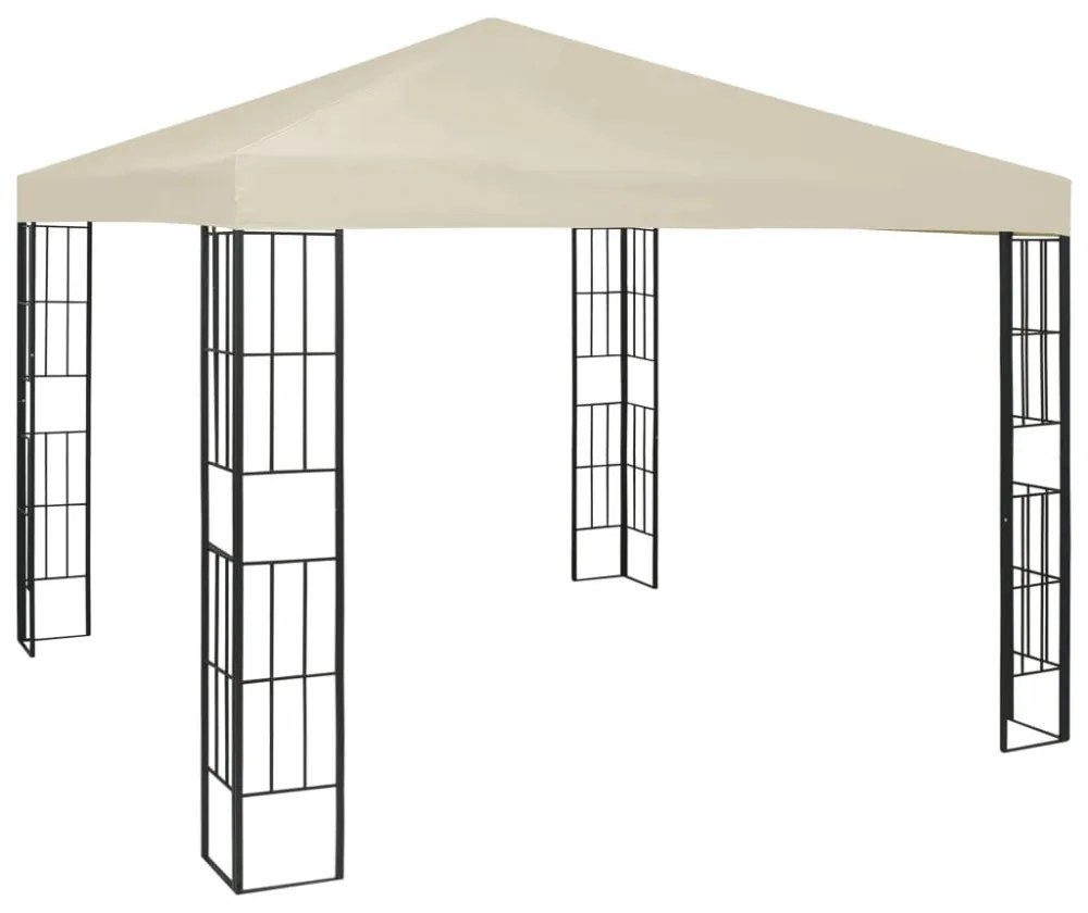 krémszínű pavilon LED fényfüzérrel 3 x 3 m