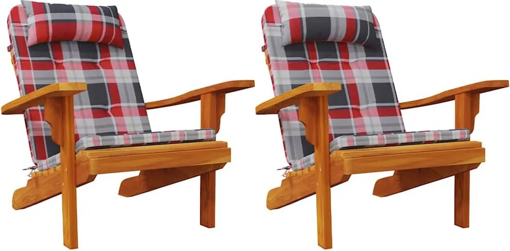 vidaXL Székpárnák 2 pcs Piros Kockás 58 x 77 x 4,5 cm Oxford Szövet