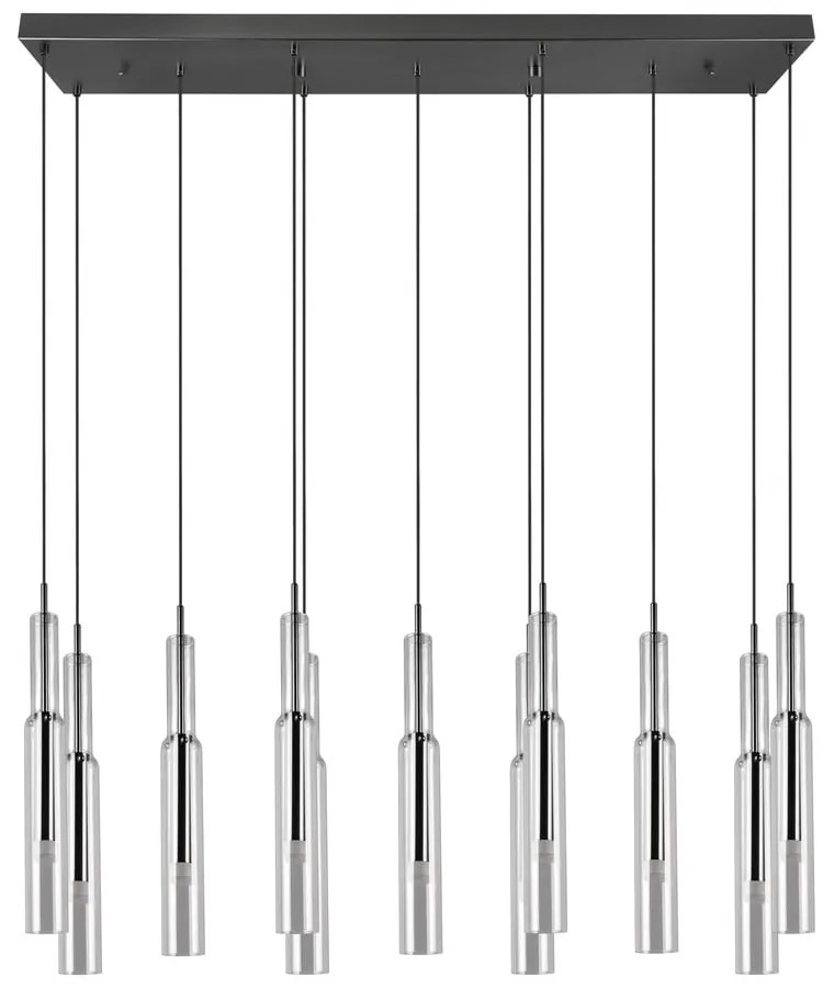 Fekete-ezüstszínű LED függőlámpa üveg búrával Lucent – Trio Select