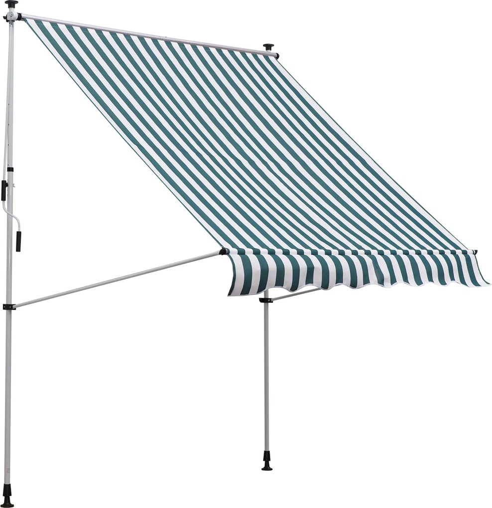 Outsunny Kézi Kurblis Magasságállítható Karos Napernyő, Szennyeződés- és Időjárásálló Terasz Napernyő 150 cm Széles Erkély Napernyő Zöld | Aosom