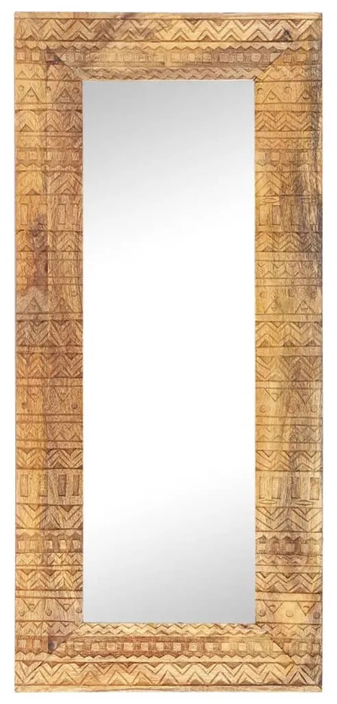 kézzel faragott tömör mangófa tükör 110 x 50 x 2,5 cm
