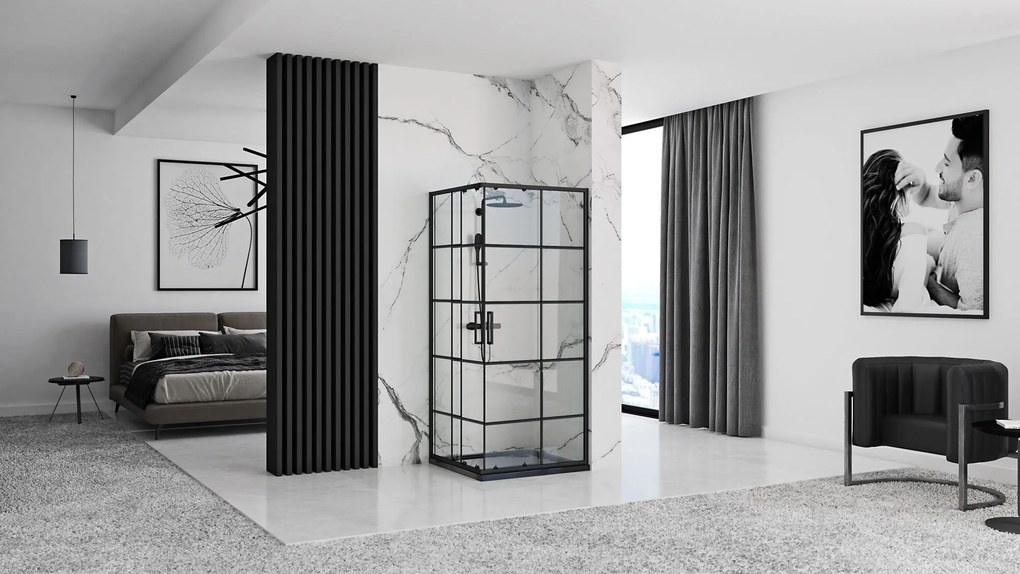 Zuhanykabin Rea Concept Black 80x80