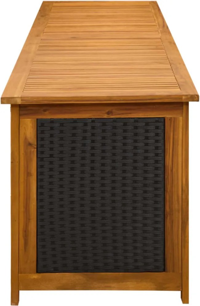 vidaXL Kerti Tároló Doboz 185 L Tömör Akácfa 200 x 50 x 56 cm Fekete