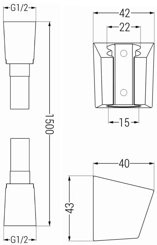 Mexen tartozékok - 1 pontos kézizuhany készlet R-54, fekete / króm, 785546052-71