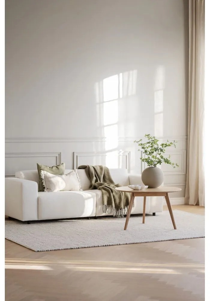 Natúr színű kerek dohányzóasztal tölgyfa dekorral 90x90 cm Yumi - Rowico